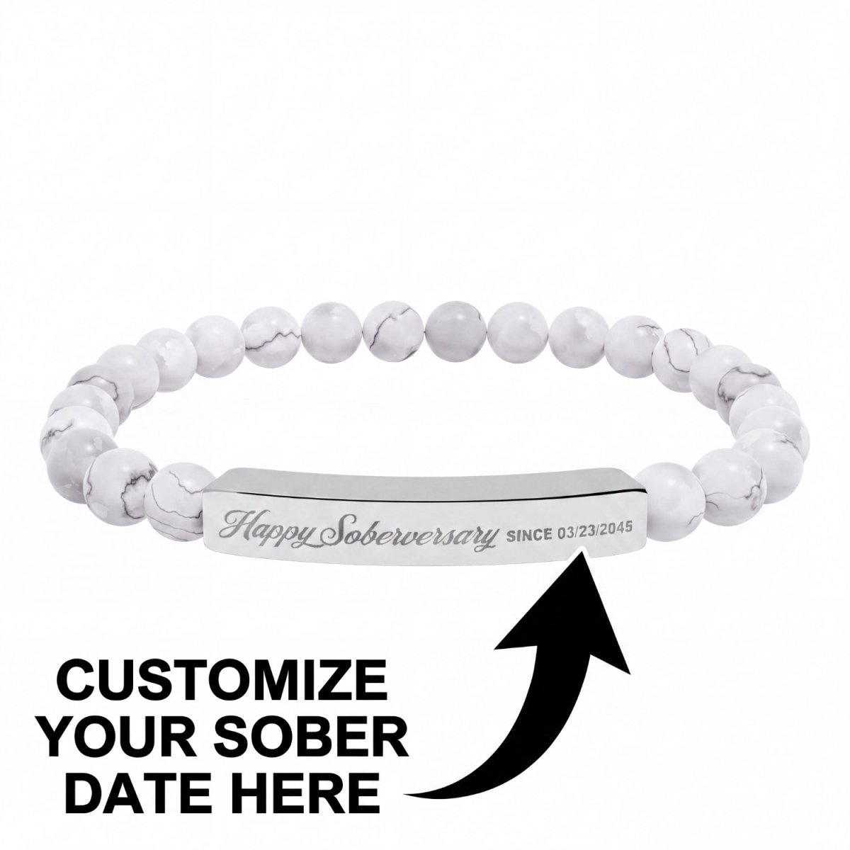 Sobriety Gift | Happy Soberversary Stone Bar Jewelry (Engraving)