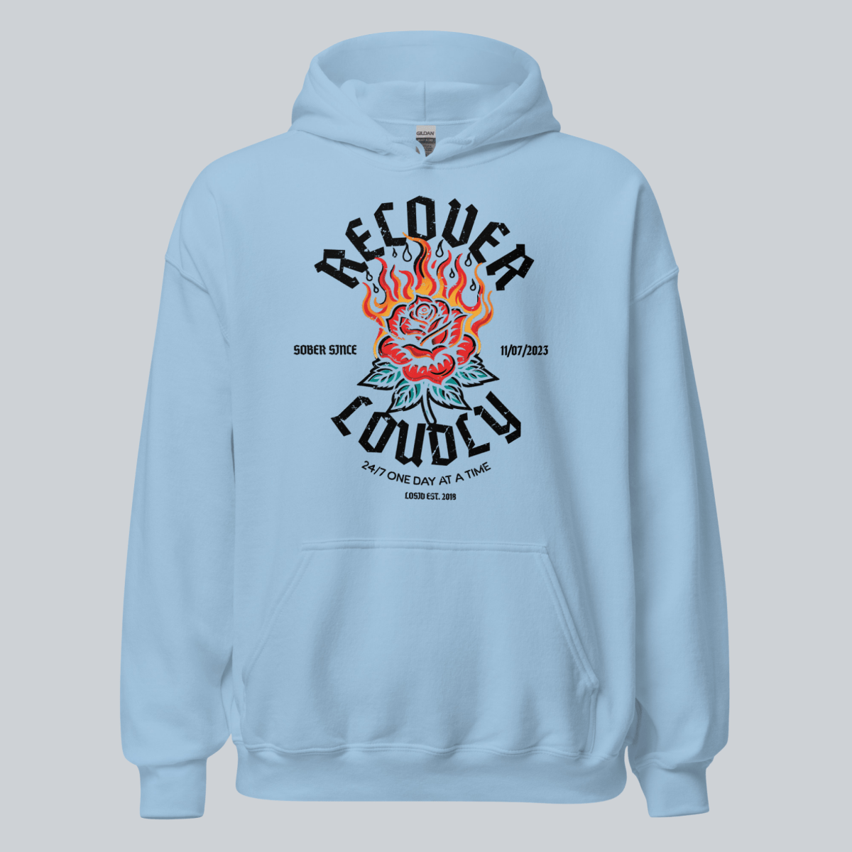 Recovery Hoodie | Recover Loudly Custom Sobriety Date Hoodie