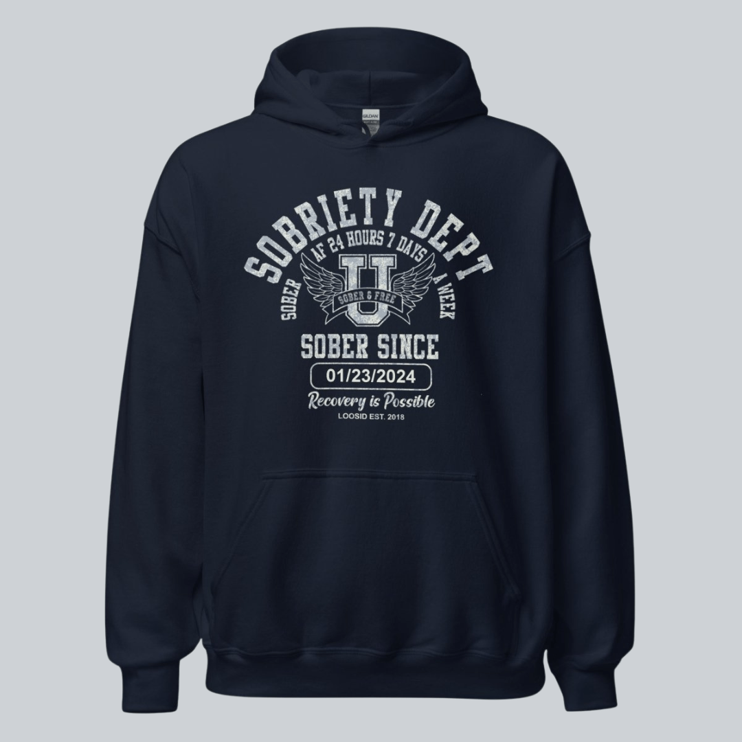 Recovery Hoodie | Sobriety Dept Hoodie with Custom Sobriety Date