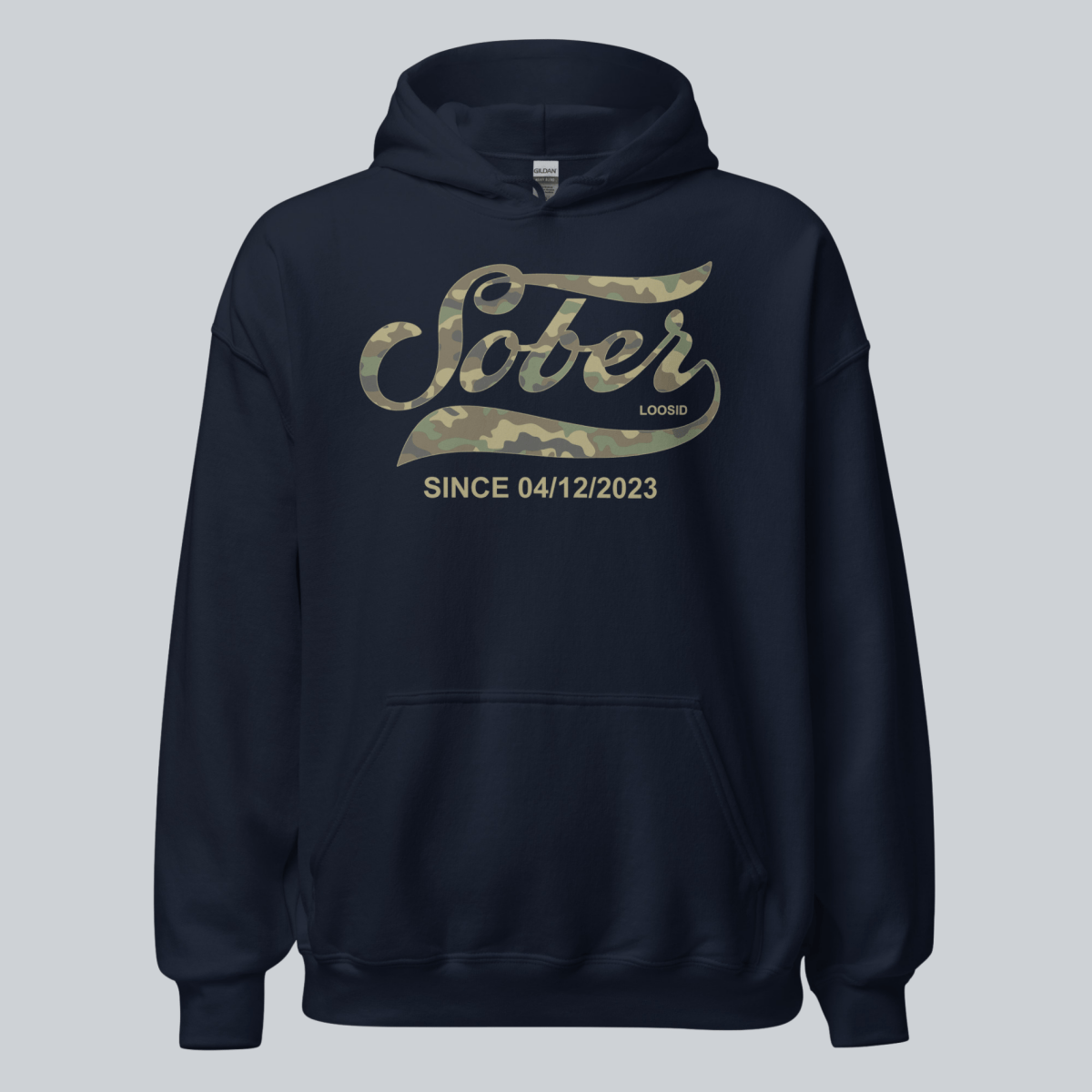Recovery Hoodie | Sober Since Camo Hoodie with Personalized Date