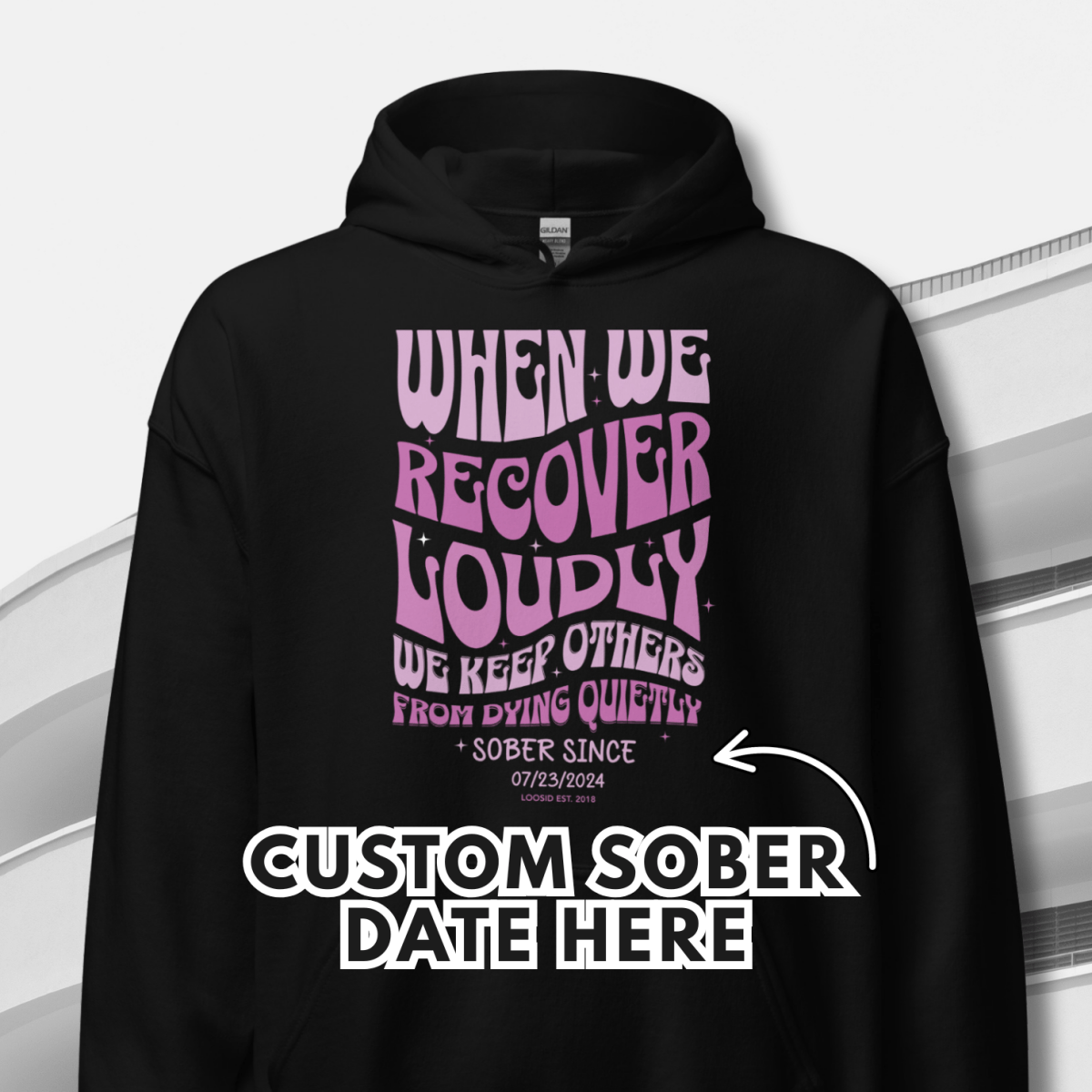 Recovery Hoodie celebrating strength and sober lifestyle