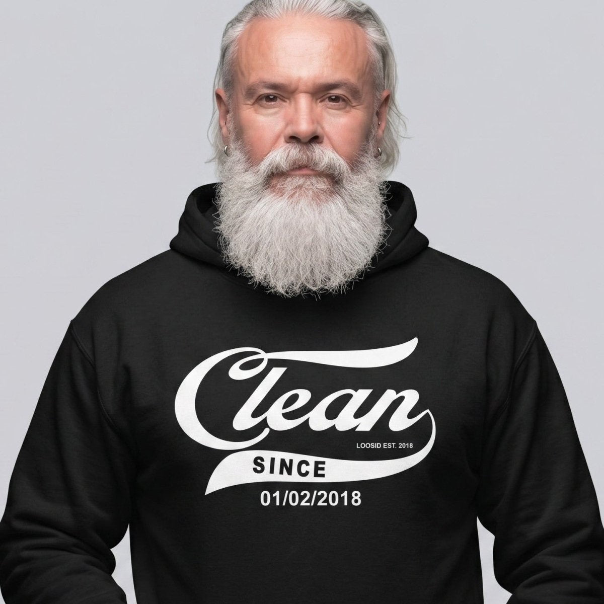 Recovery Hoodie | Men's Clean Since Hoodie with Custom Sobriety Date