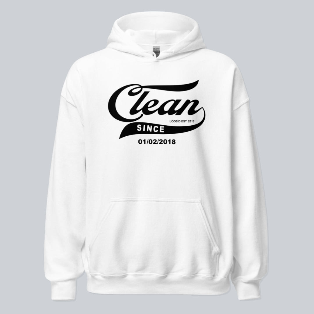 Recovery Hoodie | Men's Clean Since Hoodie with Custom Sobriety Date