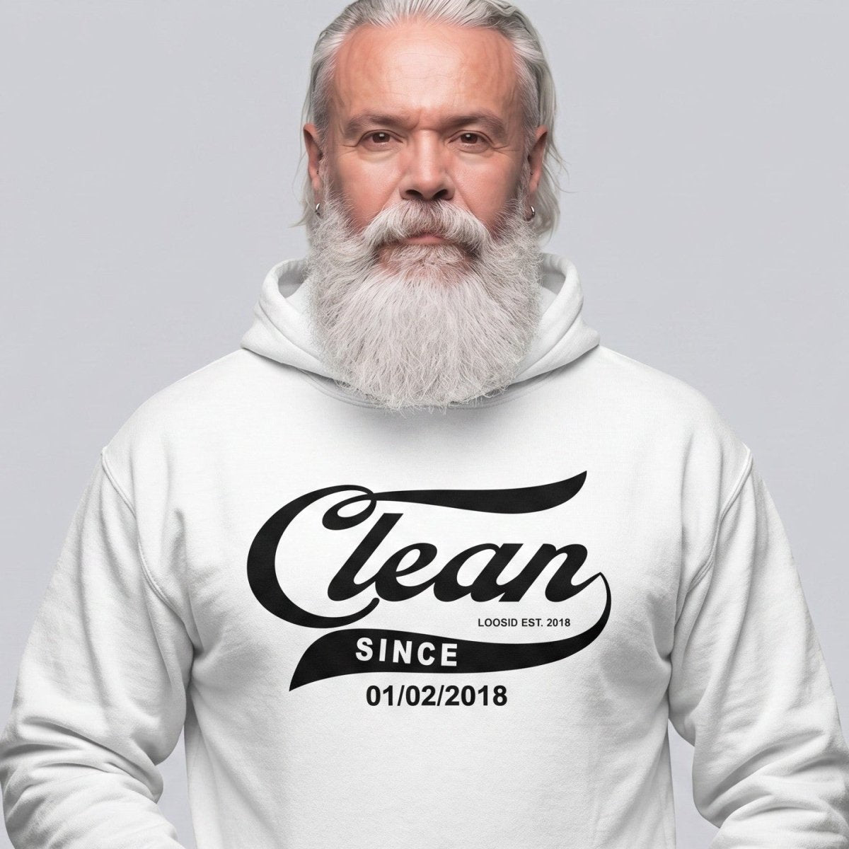 Recovery Hoodie | Men's Clean Since Hoodie with Custom Sobriety Date