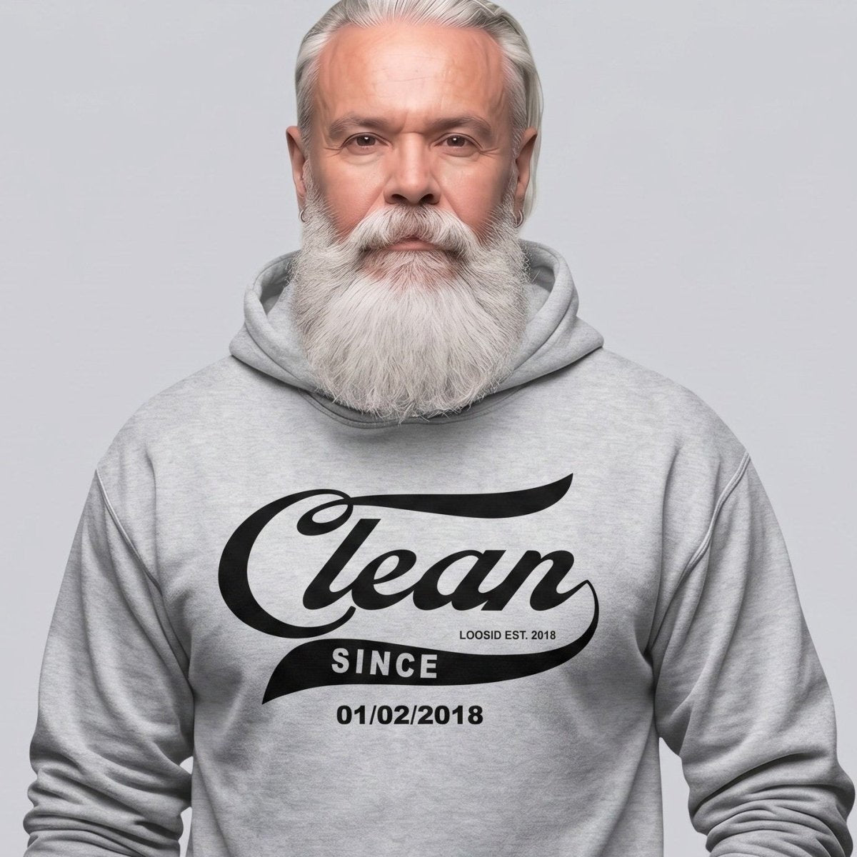 Recovery Hoodie | Men's Clean Since Hoodie with Custom Sobriety Date