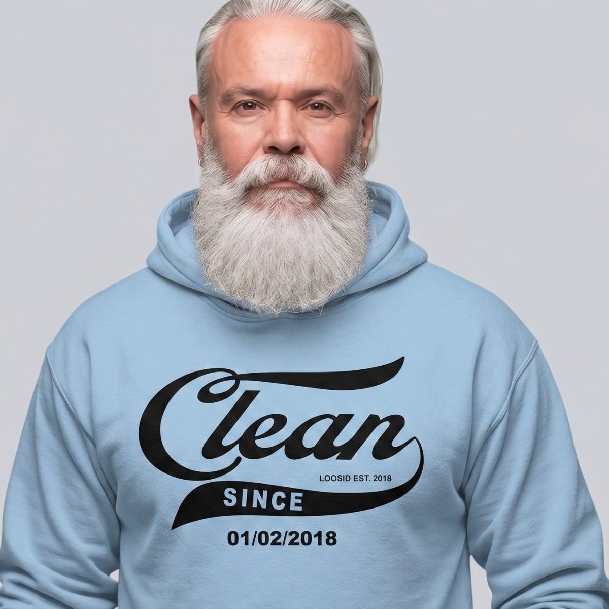 Recovery Hoodie | Men's Clean Since Hoodie with Custom Sobriety Date