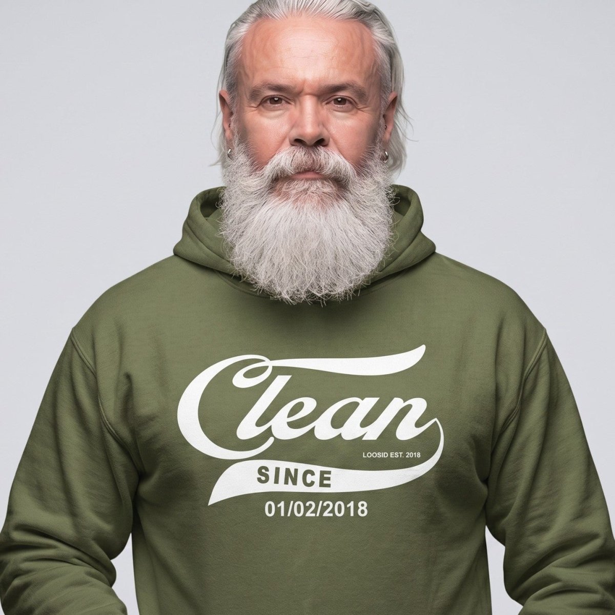 Recovery Hoodie | Men's Clean Since Hoodie with Custom Sobriety Date
