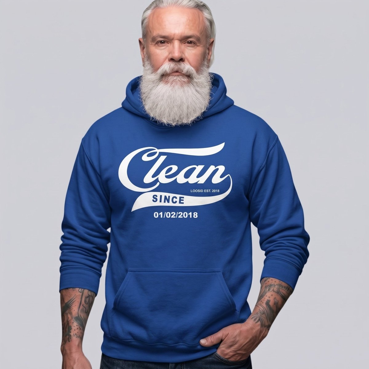 Recovery Hoodie | Men's Clean Since Hoodie with Custom Sobriety Date