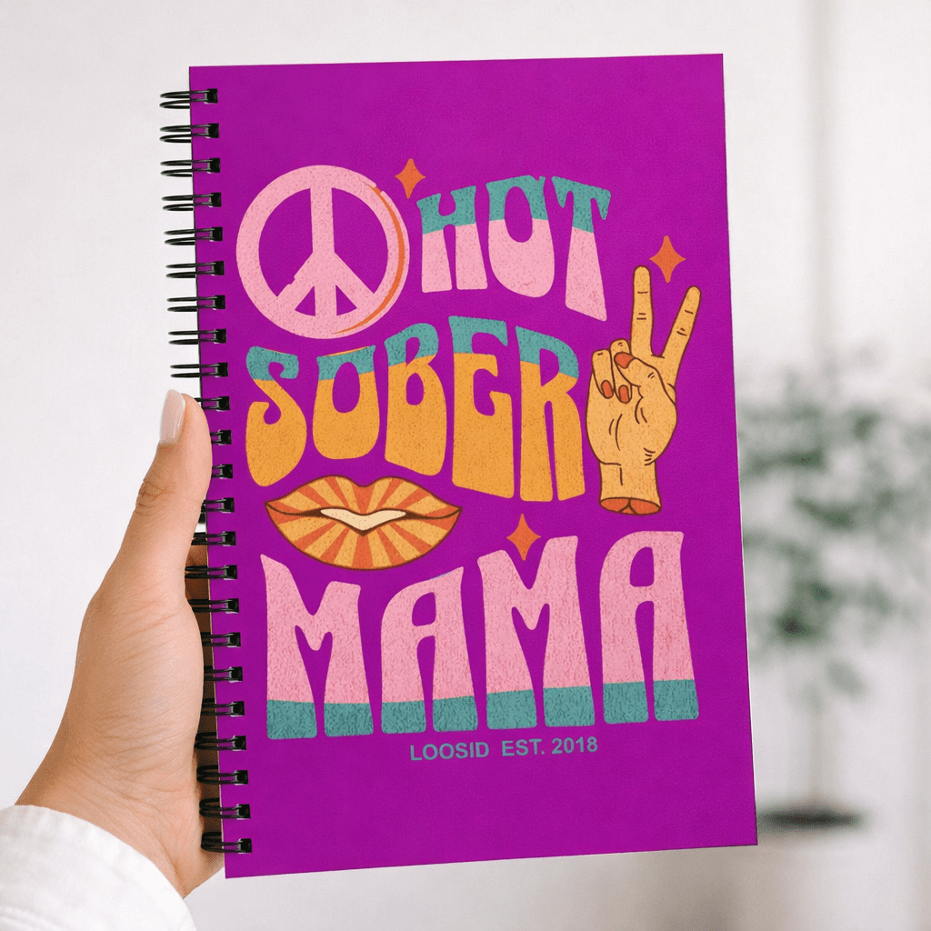 Hot Sober Mama Spiral Sober Journal flat lay styled image (view 3)