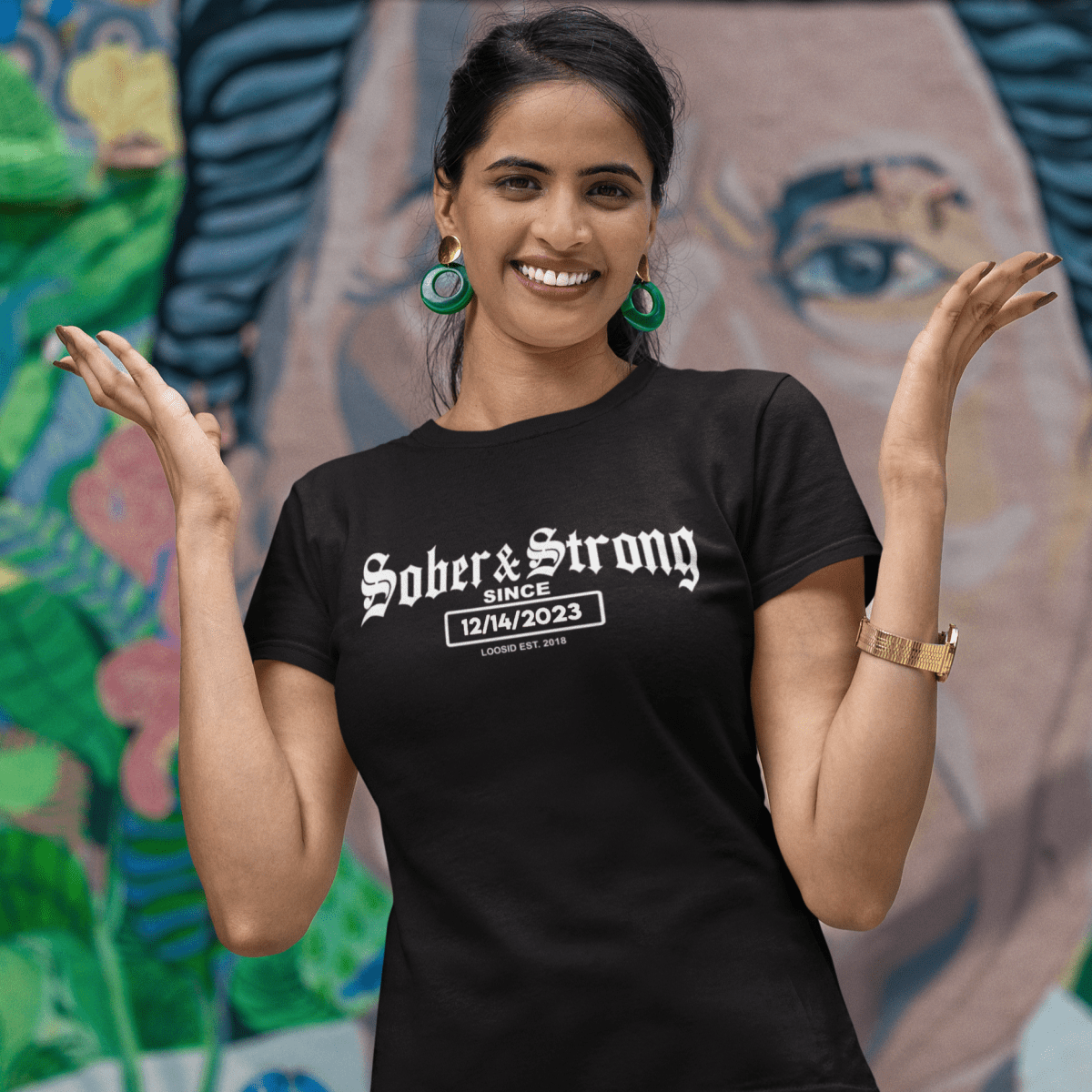 Sober T Shirt | Women’s Old School Tee with Personalized Sobriety Date