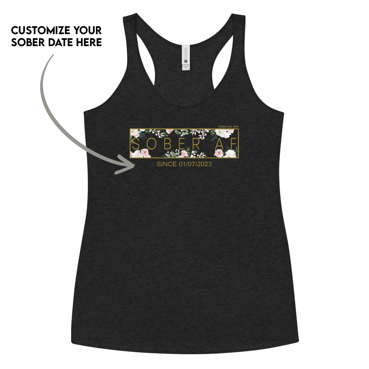 Loosid Sober Tank Top celebrating recovery and strength