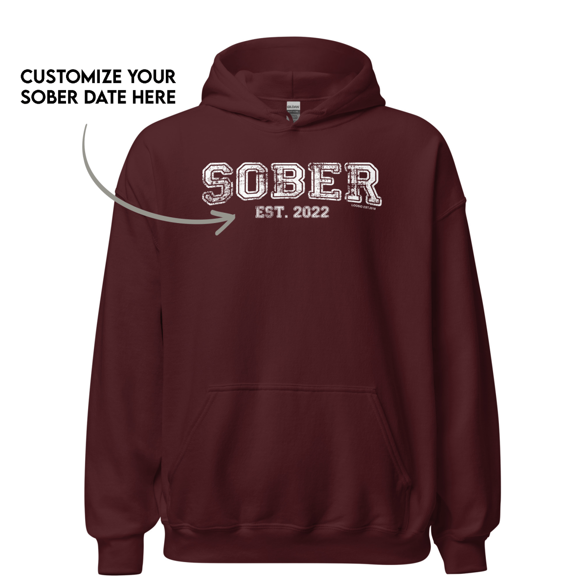 Women's Sober Est. Hoodie w/ Personalized Sobriety Year Hoodie