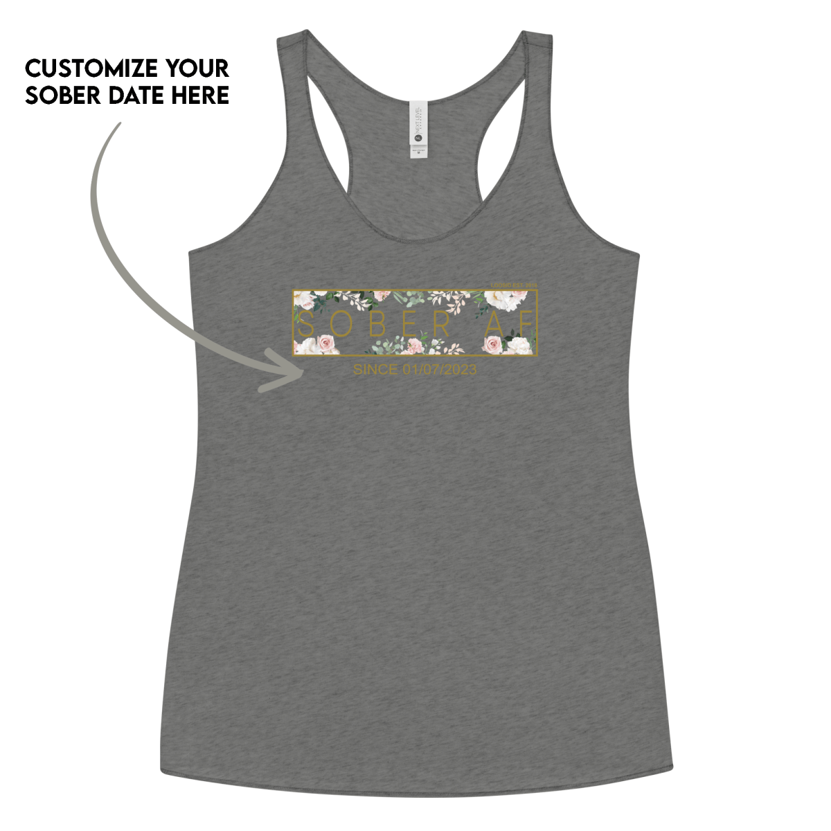 Sober AF Flower Sober Tank Top back view (view 17)
