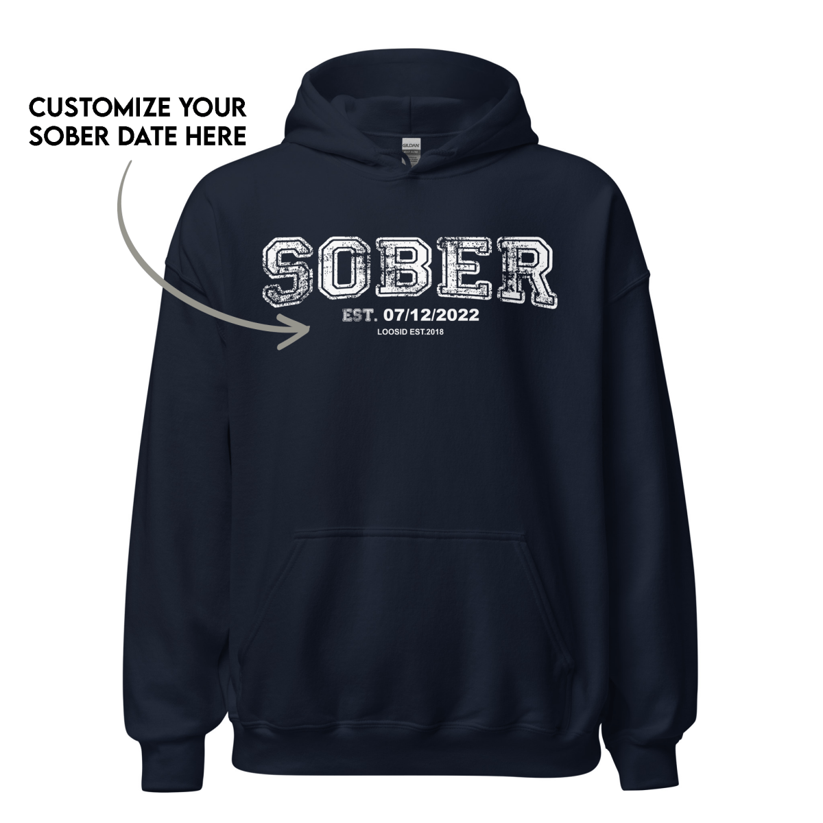 Sober Collegiate Hoodie W/ Personalize Sobriety Date