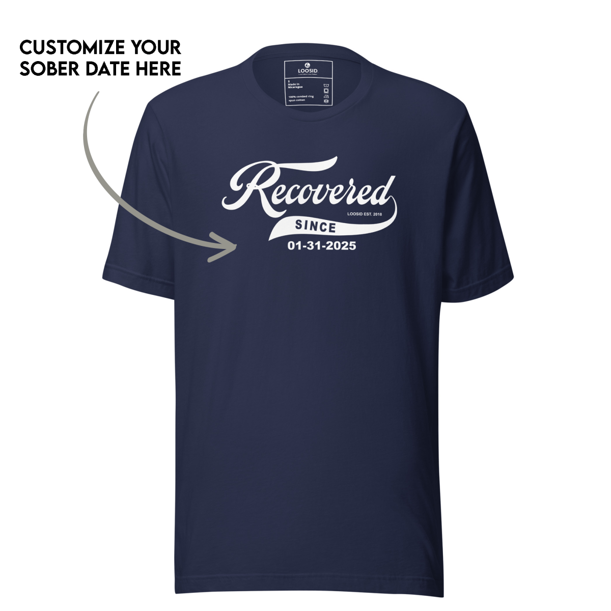 Women’s Recovered Since Tee w/ Personalized Clean Date