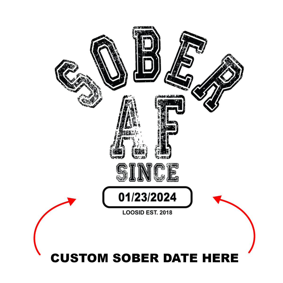 Sober AF Since Unisex Zip Recovery Hoodie side view (view 6)