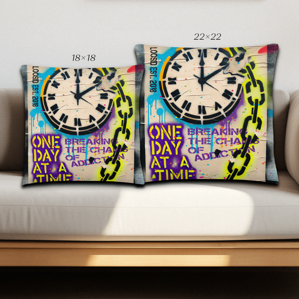 One Day At A Time Sober Pillow close-up view (view 2)