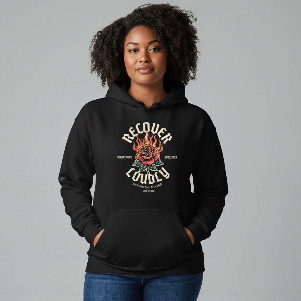 Recovery Hoodie | Recover Loudly Women’s Custom Sobriety Date