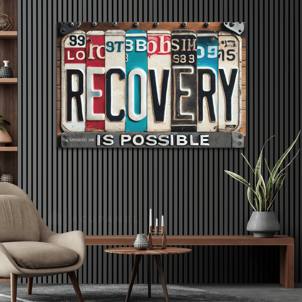 Sobriety Art | Recovery Is Possible License Plate Canvas Print