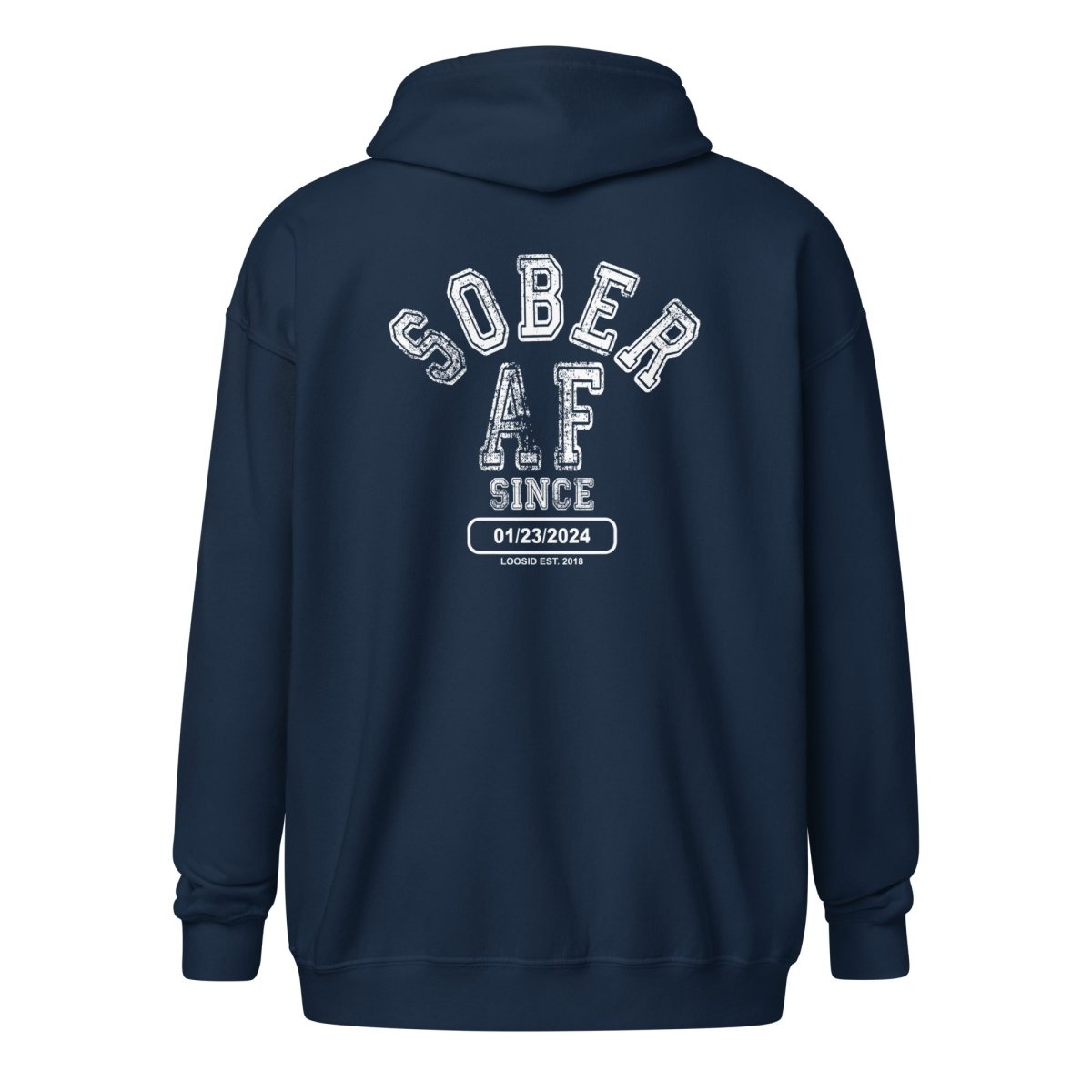 Recovery Hoodie highlighting custom sobriety milestone