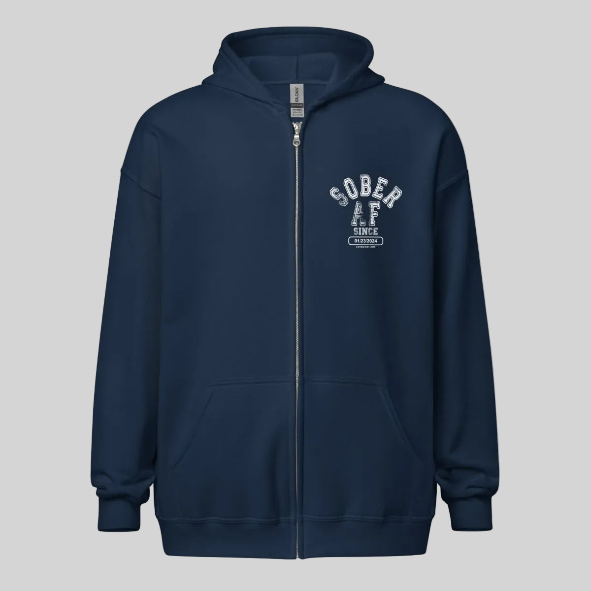 Sober AF Since Unisex Zip Recovery Hoodie graphic detail (view 4)