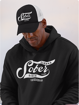 Model wearing sober hat