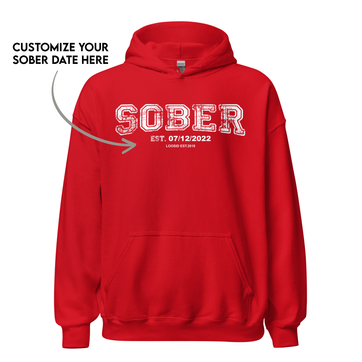 Sober Collegiate Hoodie W/ Personalize Sobriety Date