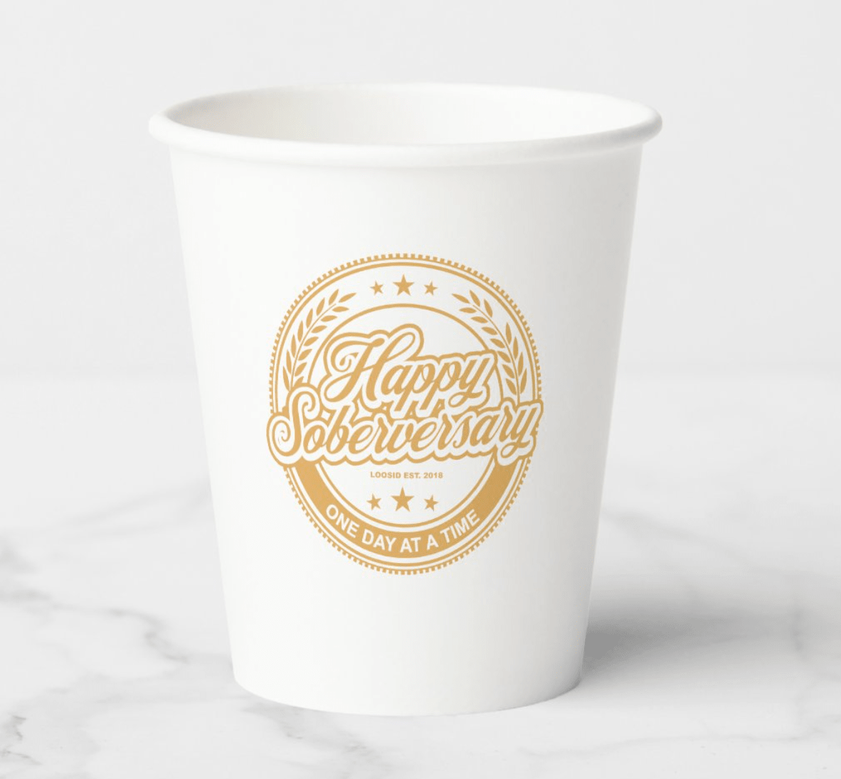 Soberversary Party Paper Cups Sobriety Gift flat lay styled image (view 3)