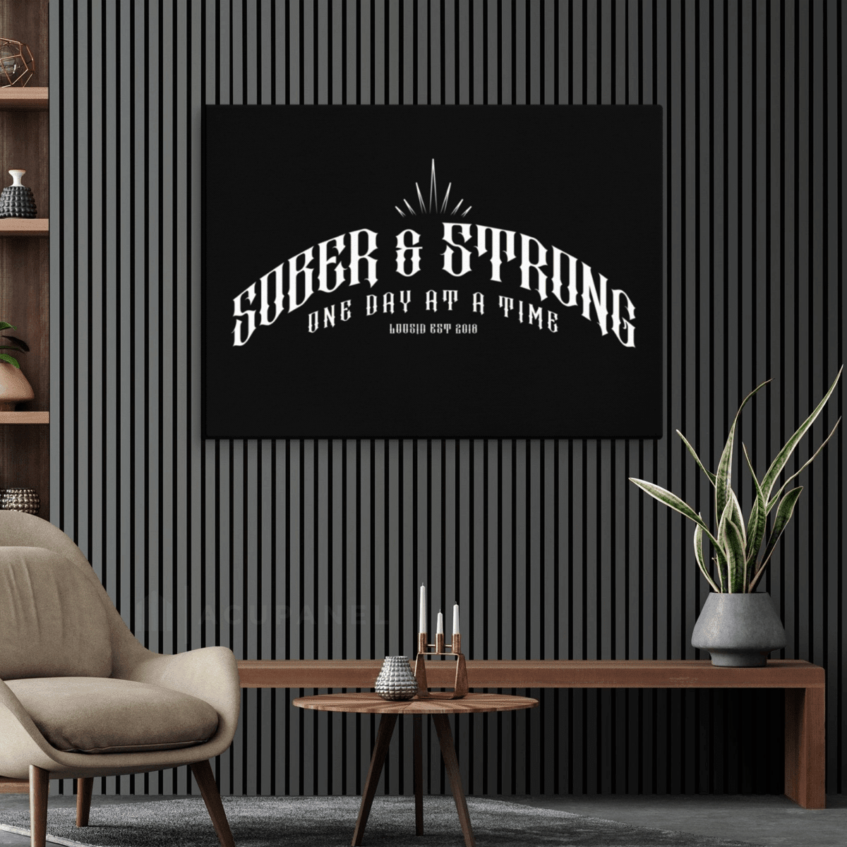 Sobriety Art | Sober & Strong Canvas Wall Decor for Recovery