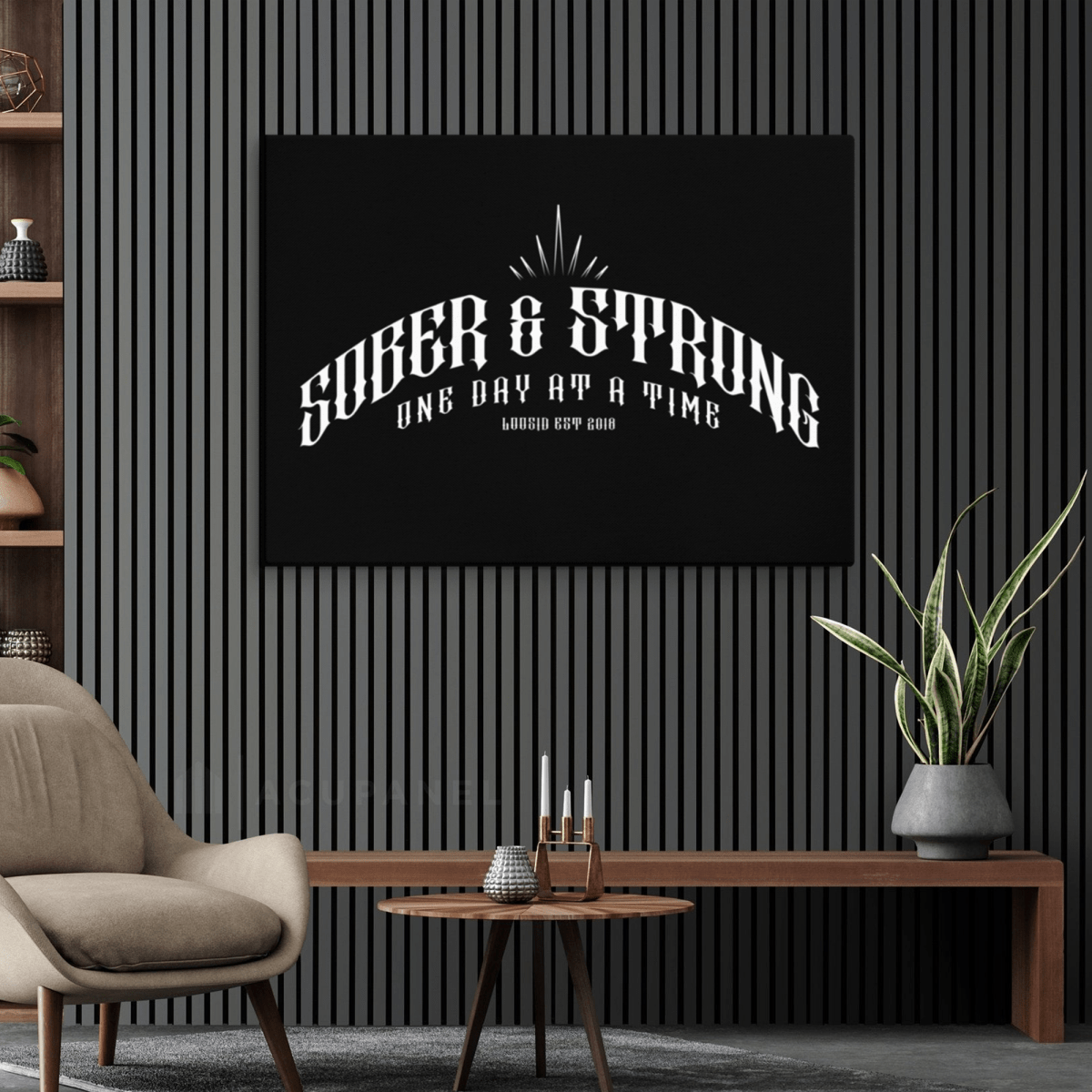 Sobriety Art | Sober & Strong Canvas Wall Decor for Recovery