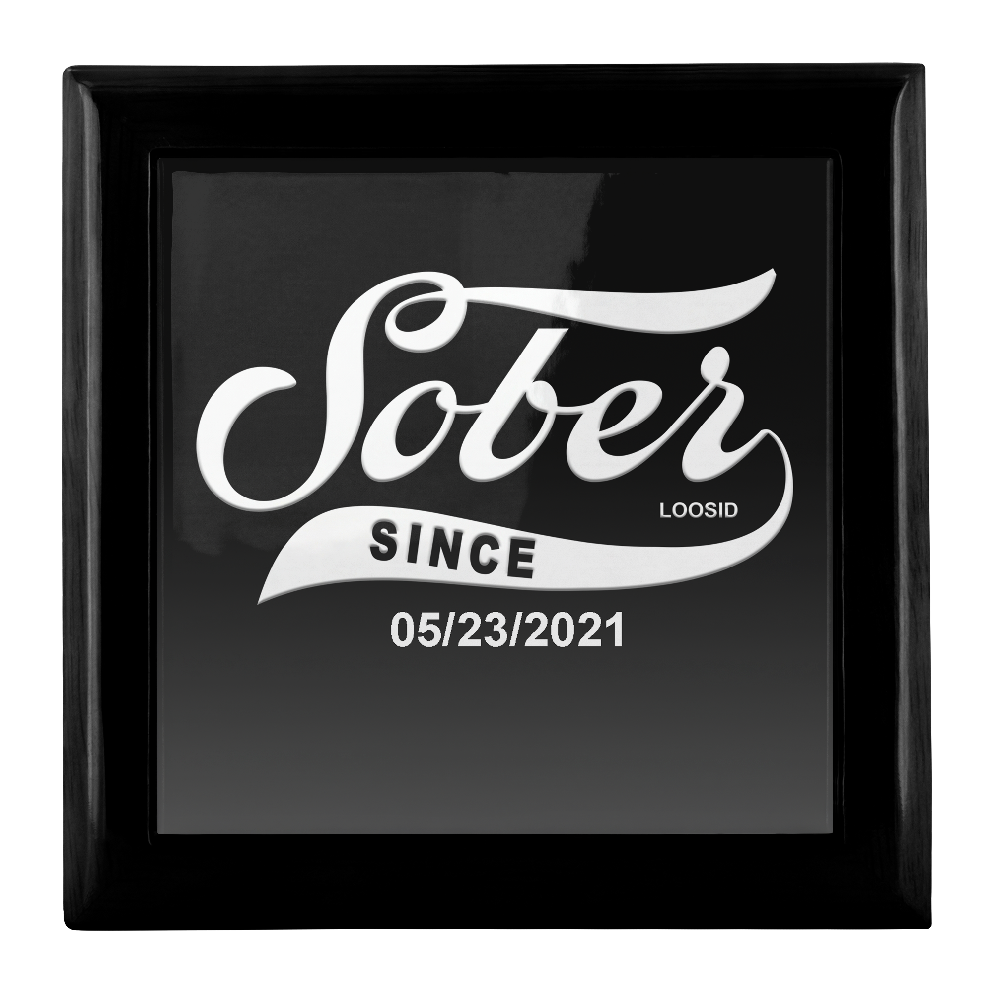 Sober Since Keepsake Box Sobriety Gift flat lay styled image (view 3)