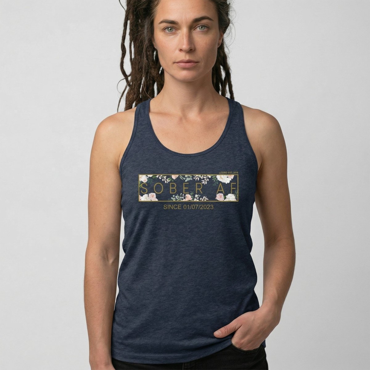 Sober AF Flower Sober Tank Top back view (view 7)