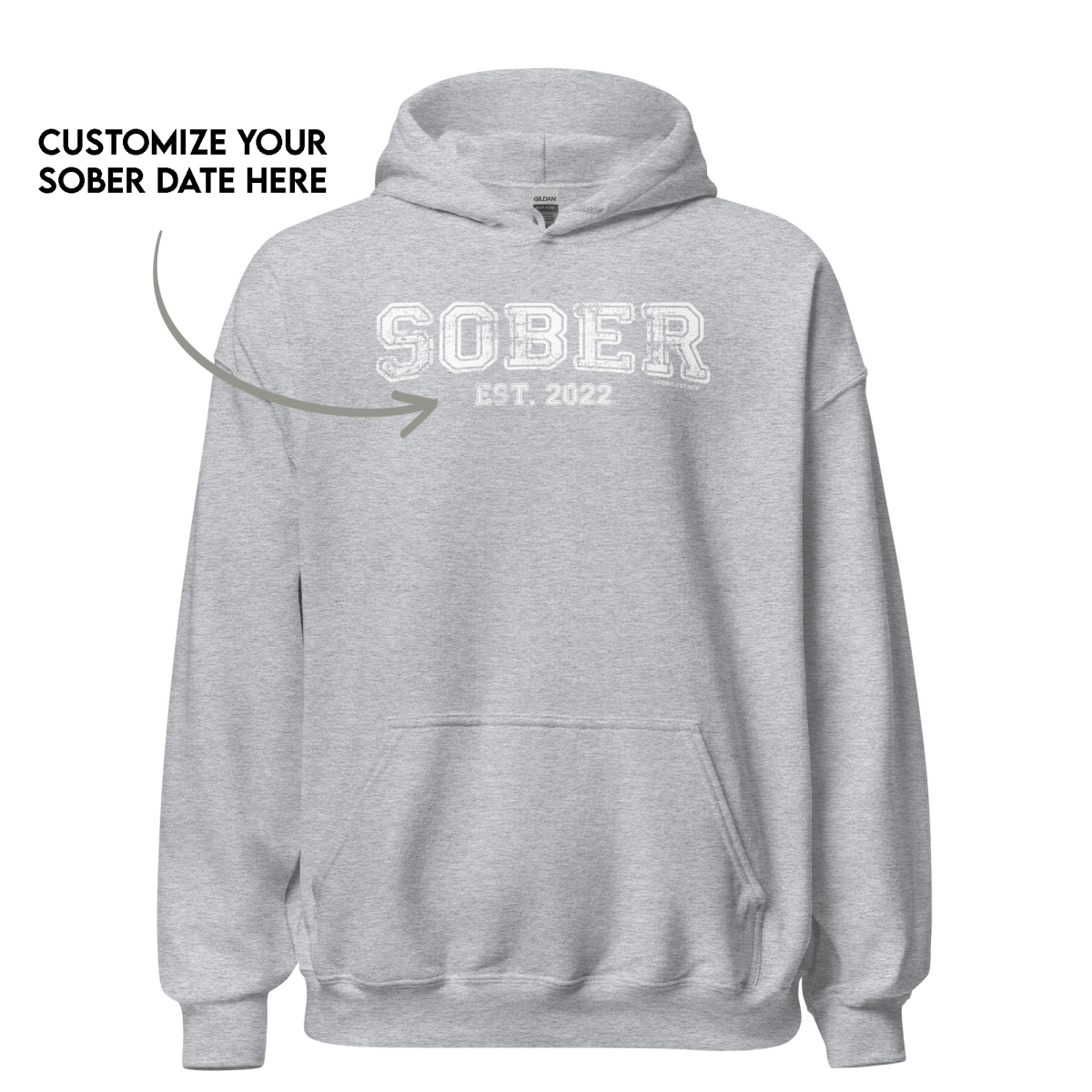 Men's Sober Est. Hoodie w/ Personalized Sobriety Year