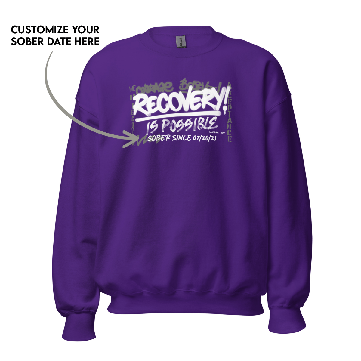 Stylish Recovery Sweater honoring recovery milestones