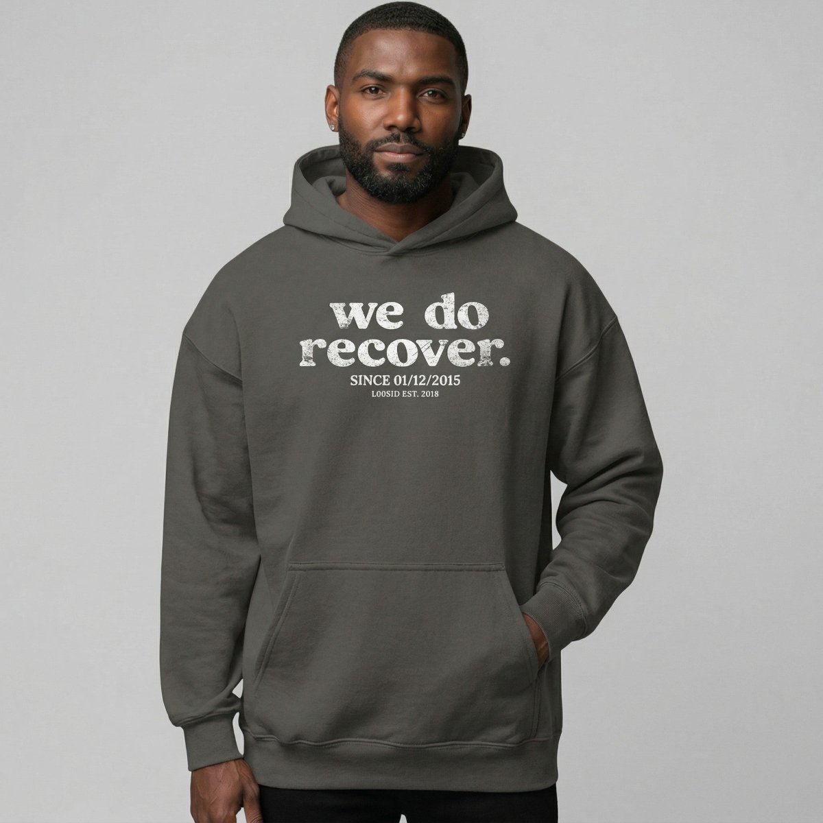 We Do Recover Men's Sober Hoodie | Personalized Sobriety Date