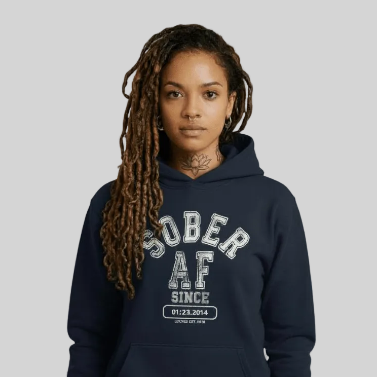 Recovery Hoodie | Sober AF Since Unisex Hoodie with Custom Sobriety Date