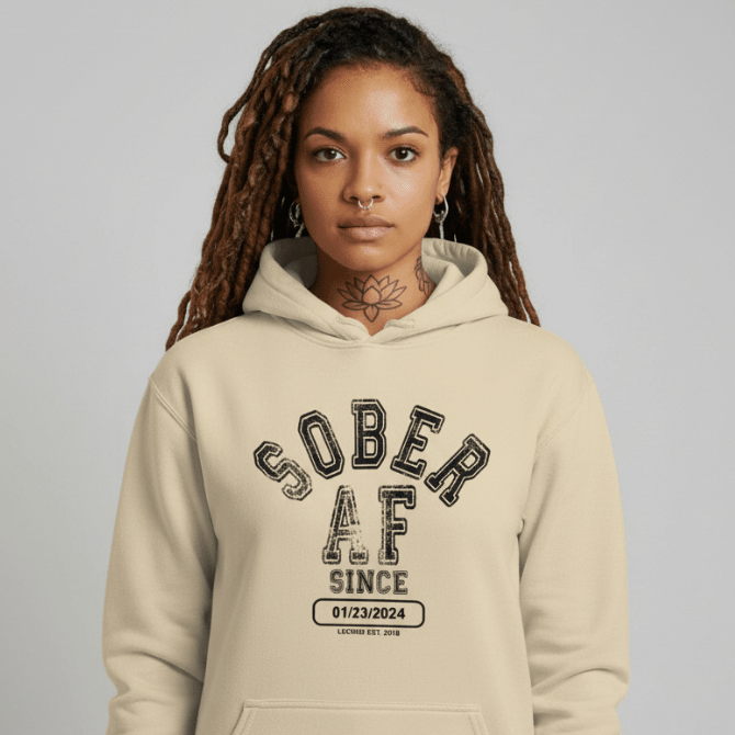 Recovery Hoodie | Sober AF Since Unisex Hoodie with Custom Sobriety Date