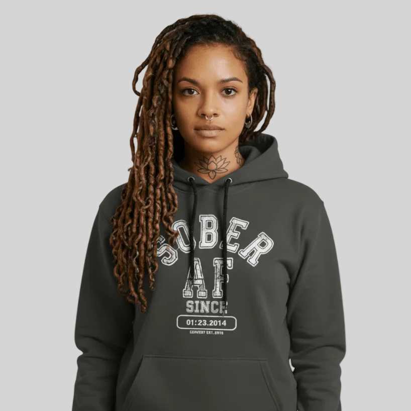 Recovery Hoodie | Sober AF Since Unisex Hoodie with Custom Sobriety Date