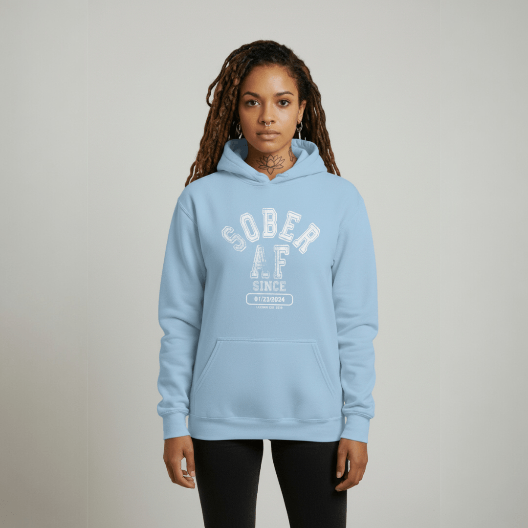 Recovery Hoodie | Sober AF Since Unisex Hoodie with Custom Sobriety Date