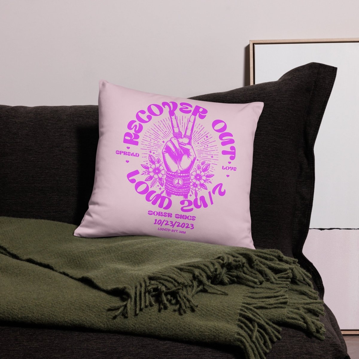 Loosid Recover Out Loud Sober Pillow featuring the design