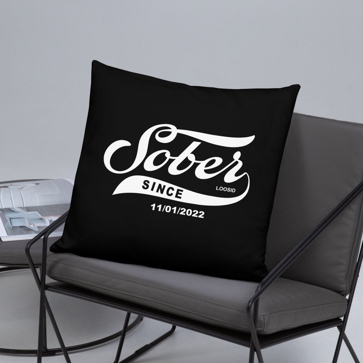 Sober Since Sober Pillow flat lay styled image (view 13)
