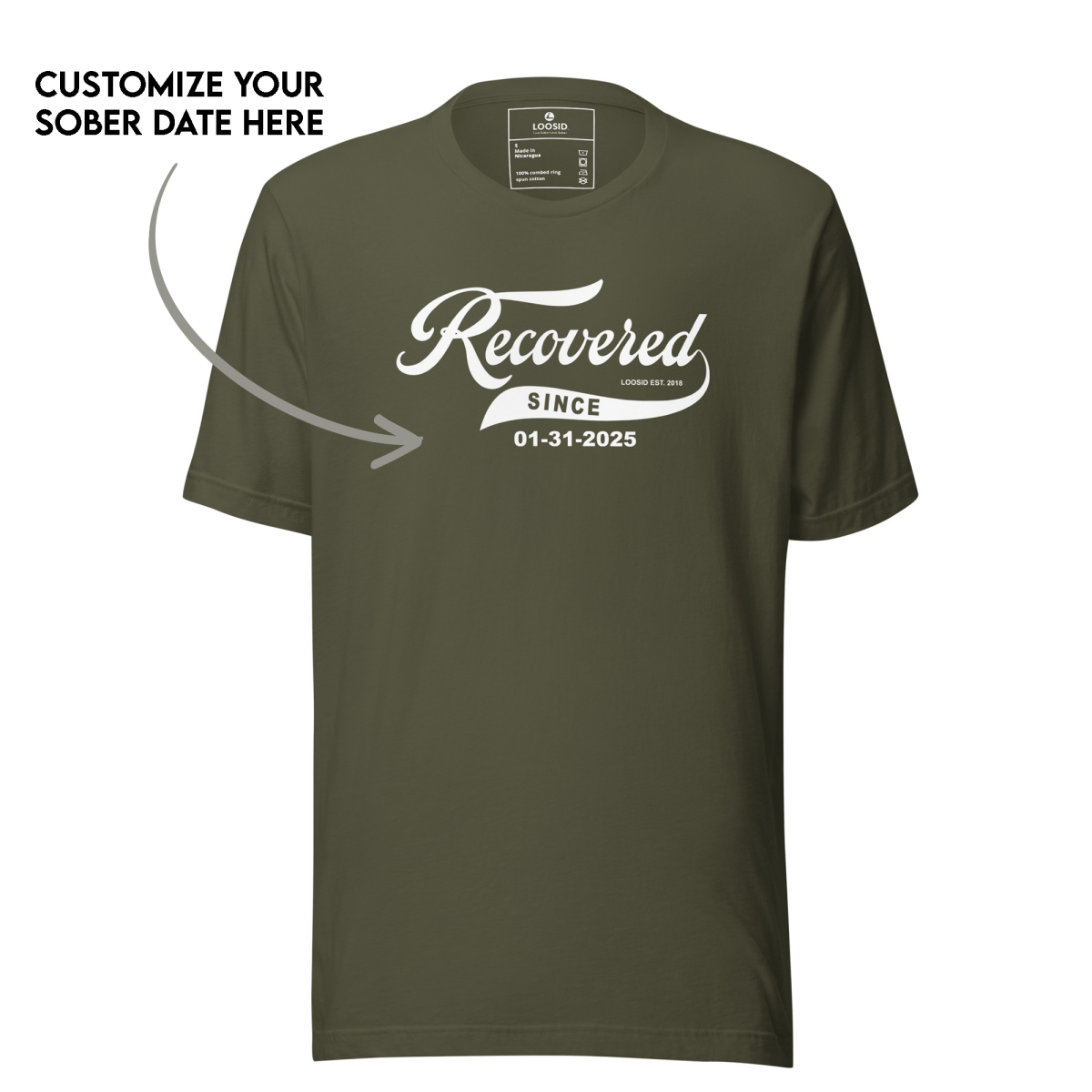 Women’s Recovered Since Tee w/ Personalized Clean Date
