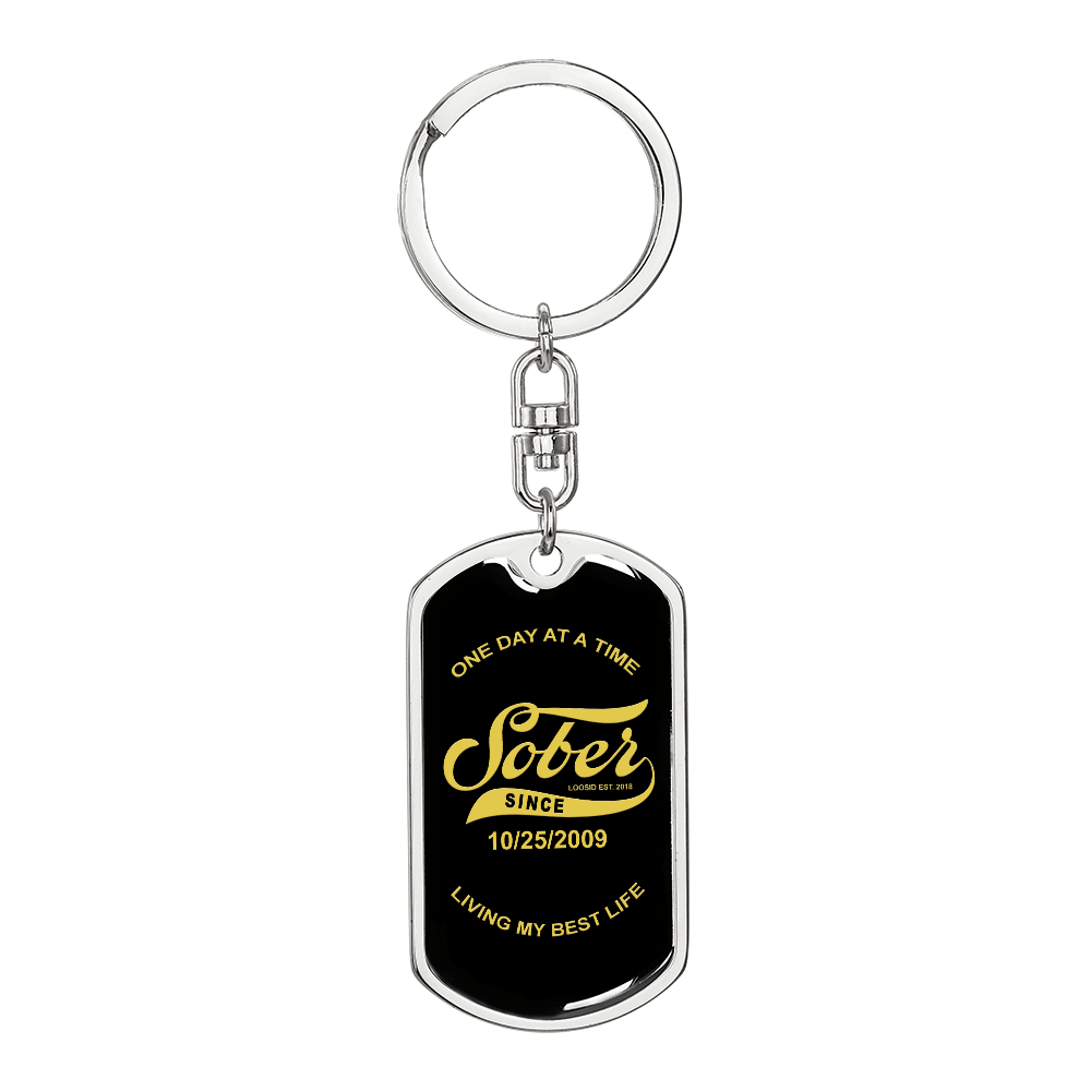 Elegant Sobriety Gift keychain with optional 18k gold finish