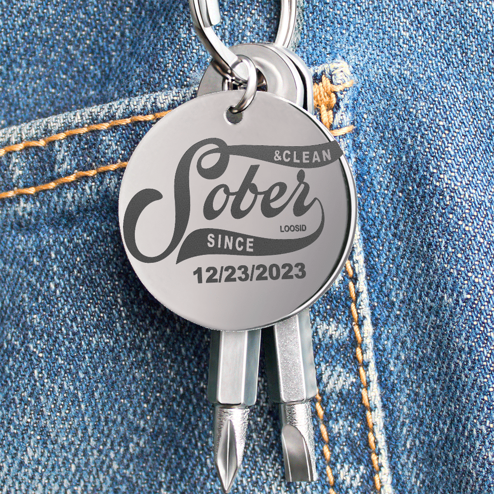 Sobriety Gift | Keychain | Personalized “Sober Since” Screwdriver Keychain with Custom Date