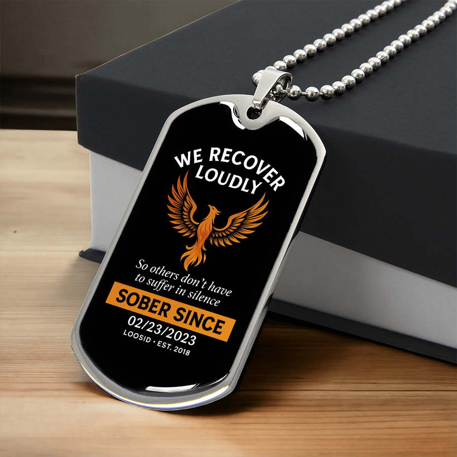 We Recover Loudly Dog Tag
