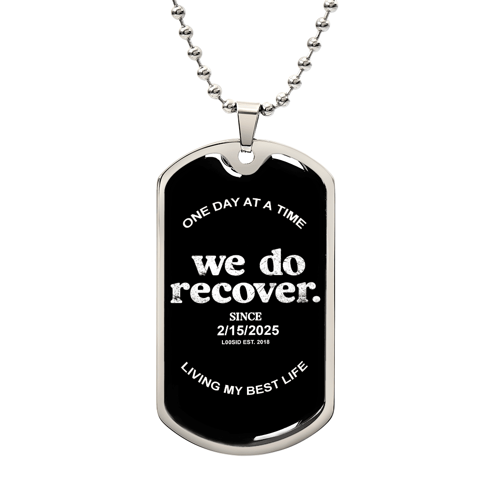 Loosid We Do Recover with Personalized 'Sober Since' Date Sober Jewelry featuring the design