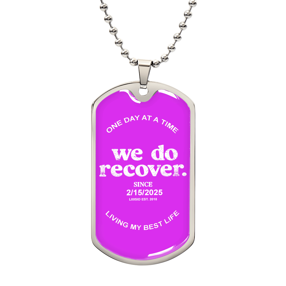 Loosid We Do Recover with Personalized 'Sober Since' Date Sober Jewelry featuring the design