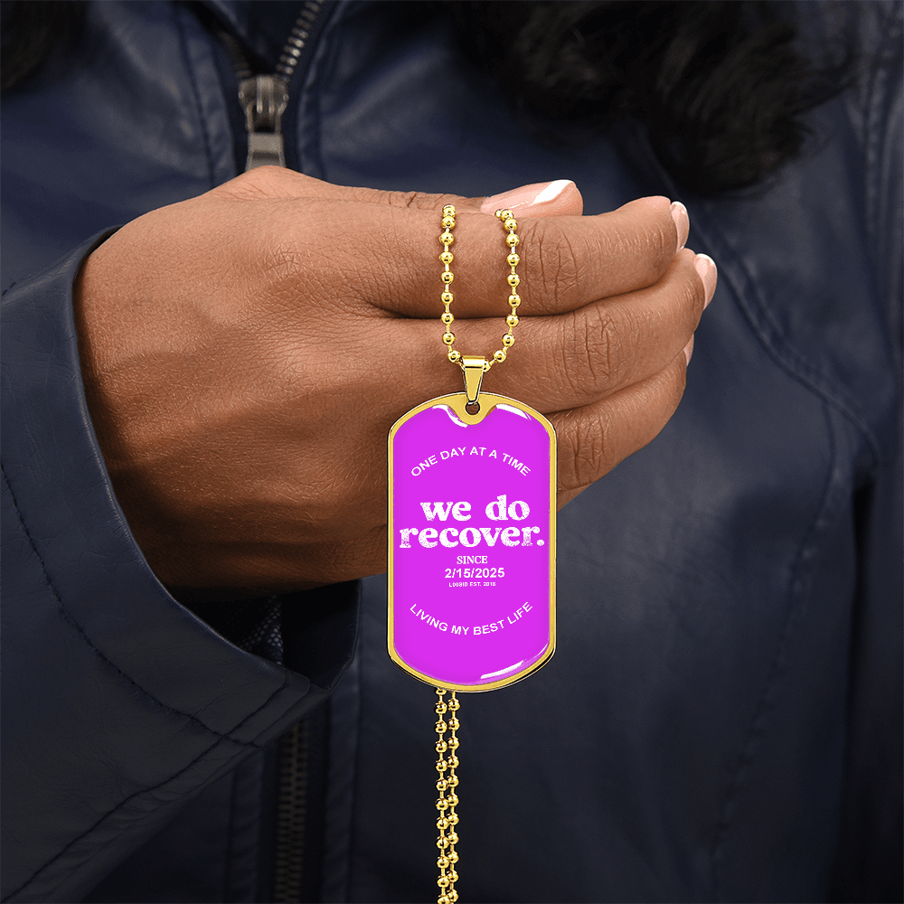 We Do Recover with Personalized 'Sober Since' Date Sober Jewelry featuring the design (view 11)