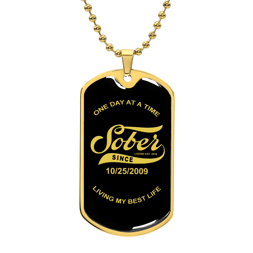 Engraved sobriety milestone dog tag gift