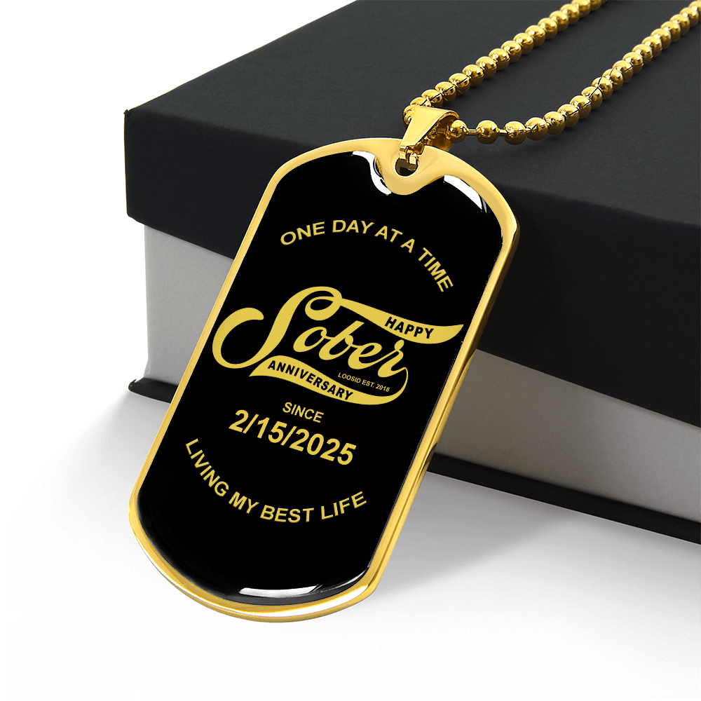 Happy Sober Anniversary W Sober Date Sober Jewelry packaging detail (view 8)